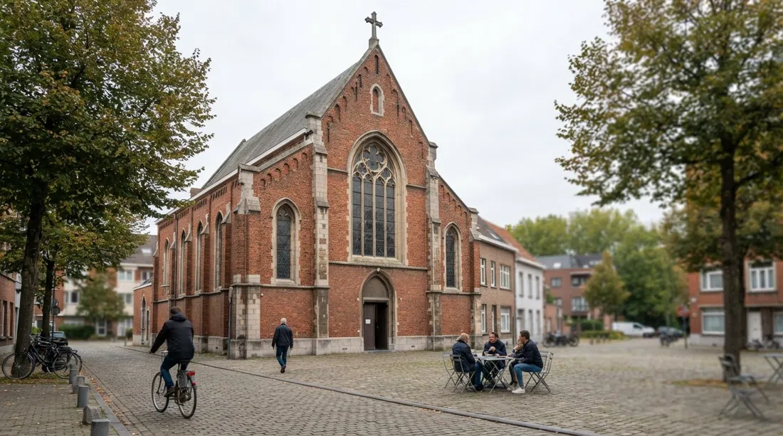 the former chapel on Paradeplein in Groenkwartier, with its red-brick exterior and quiet square before the Rite conversion