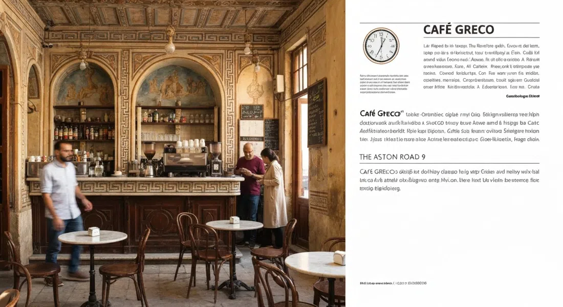Café Greco at 64 Road 9, with its Greek-frescoed walls, coffee counter and intimate old-school seating in warm afternoon light