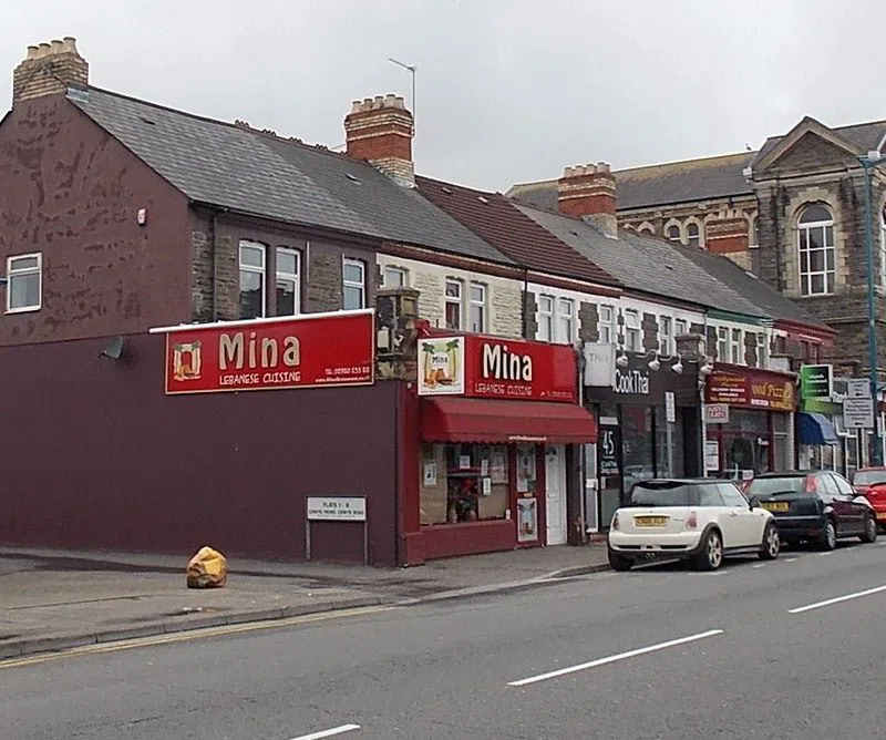 the frontage of Mina Lebanese restaurant on Crwys Road, Cathays