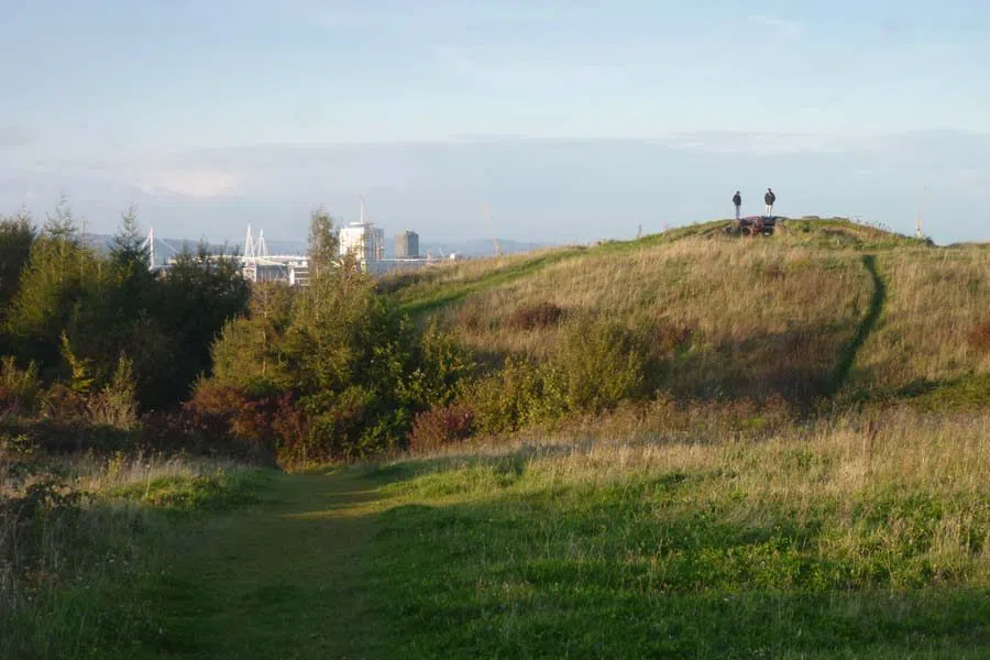 Grangemoor Park, the reclaimed grassy hill with panoramic city views in Grangetown, Cardiff