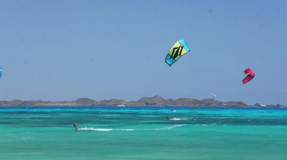 Flag Beach Windsurf & Kitesurf Centre on the sand at Flag Beach, Corralejo