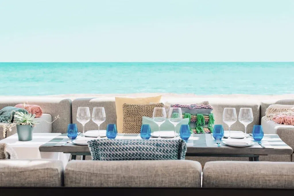 Chiringuito Blue beachfront terrace below W Ibiza