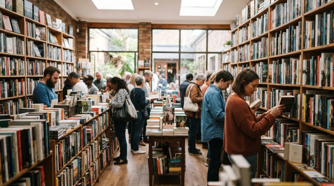 Love Books inside the Bamboo Lifestyle Centre on a bright morning, shelves packed tight and a browsing crowd spilling into the independent bookshop