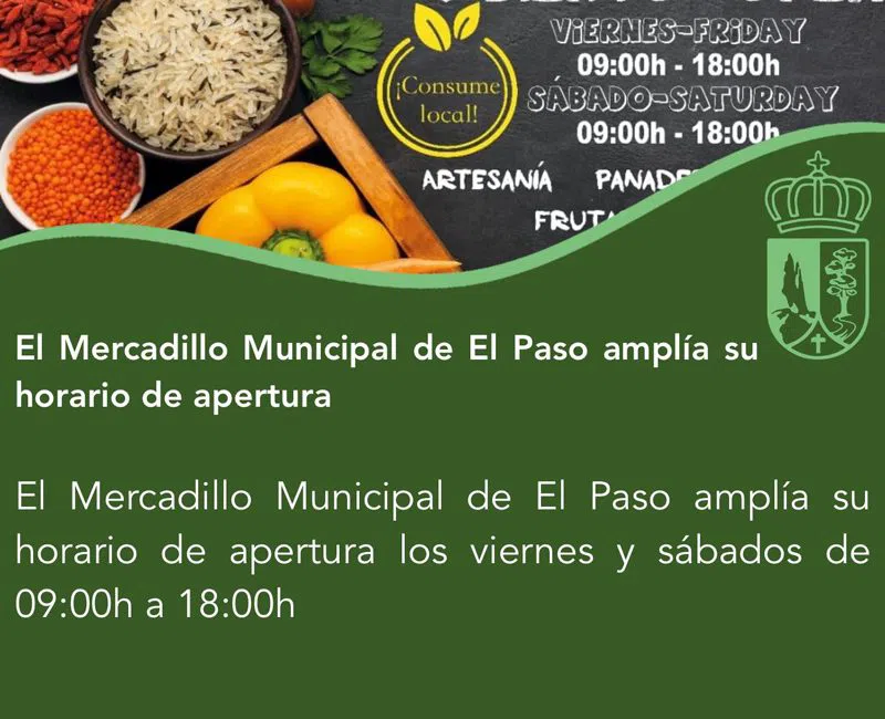 Mercadillo Agrícola y Artesanal de El Paso, produce and cheese stalls on Calle El Paso de Abajo