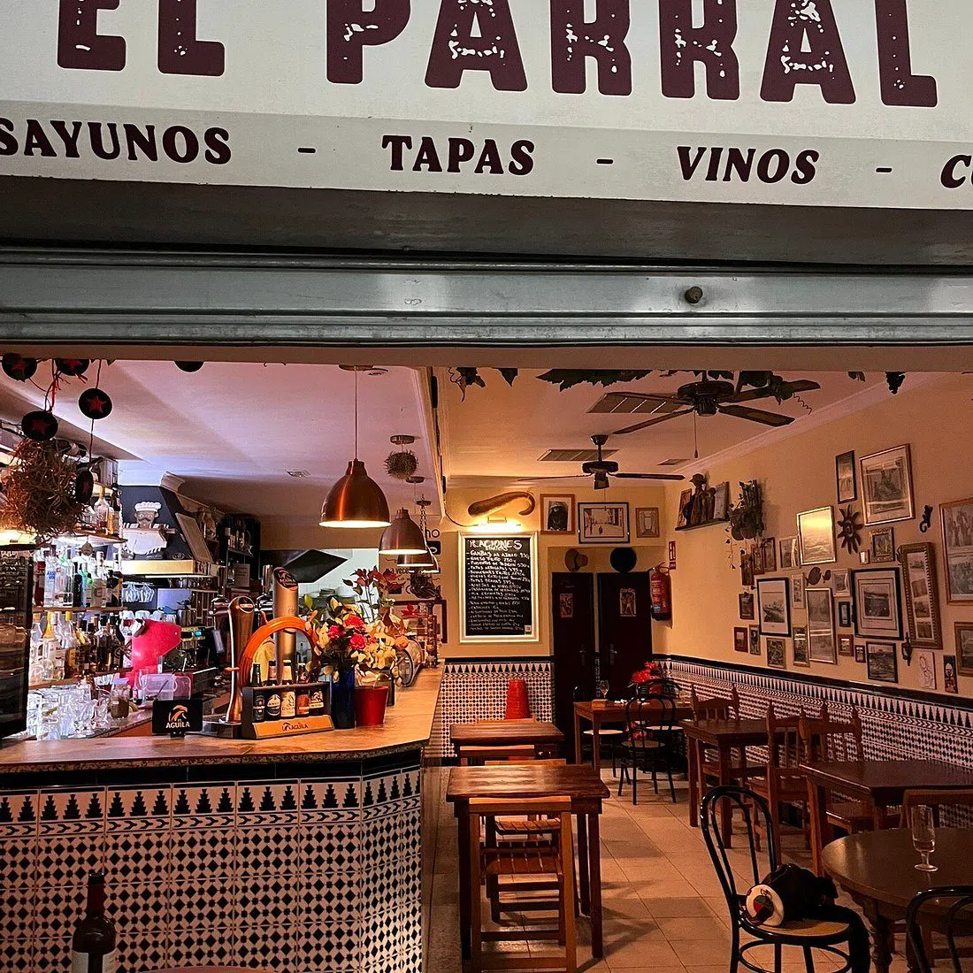 El Parral restaurant in Arrecife, with its handwritten blackboard menus