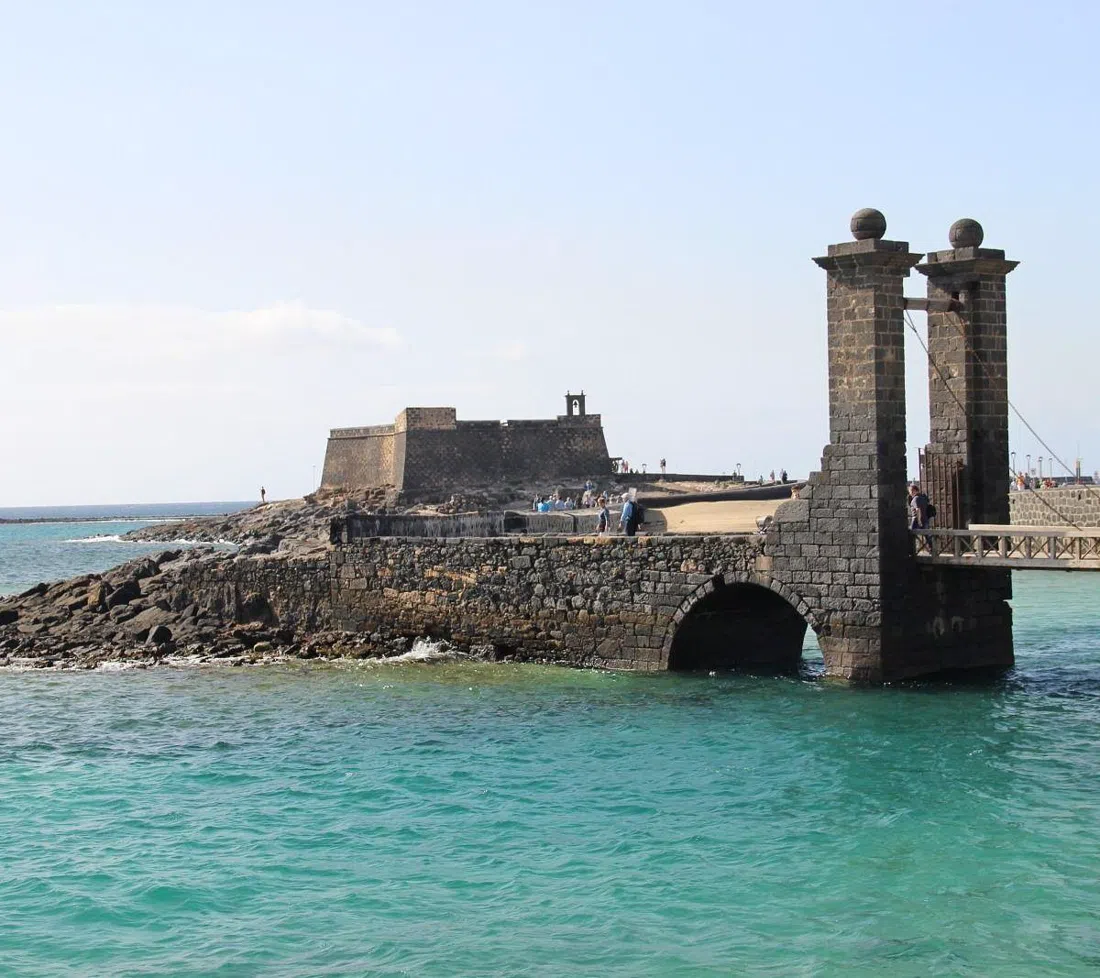 Castillo de San Gabriel in Arrecife, reached by the Puente de las Bolas footbridge
