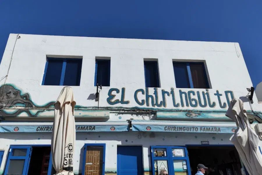 El Chiringuito beachfront restaurant on the sand at Caleta de Famara