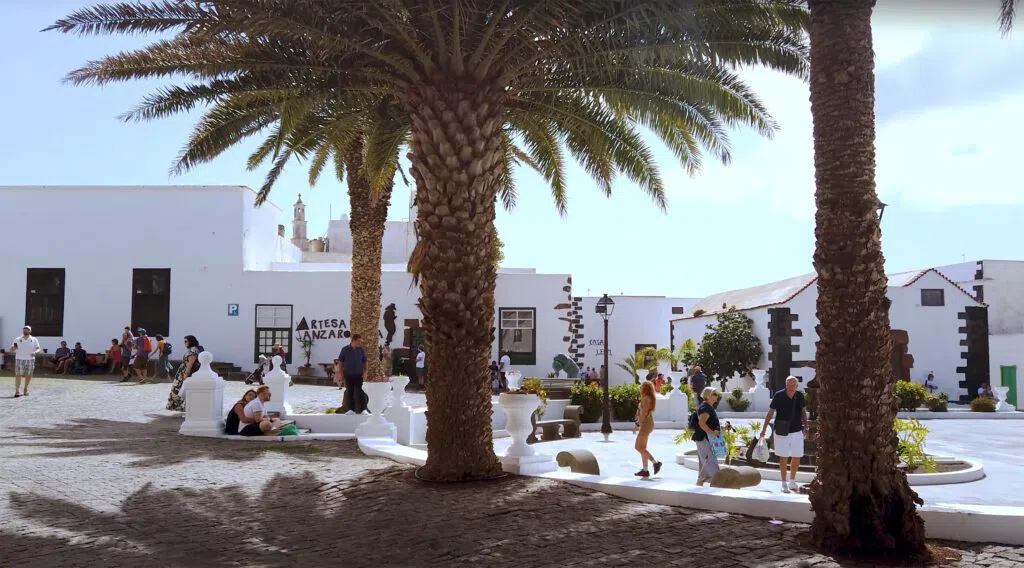 Plaza de la Constitución in Teguise, with the bandstand and Sunday market stalls