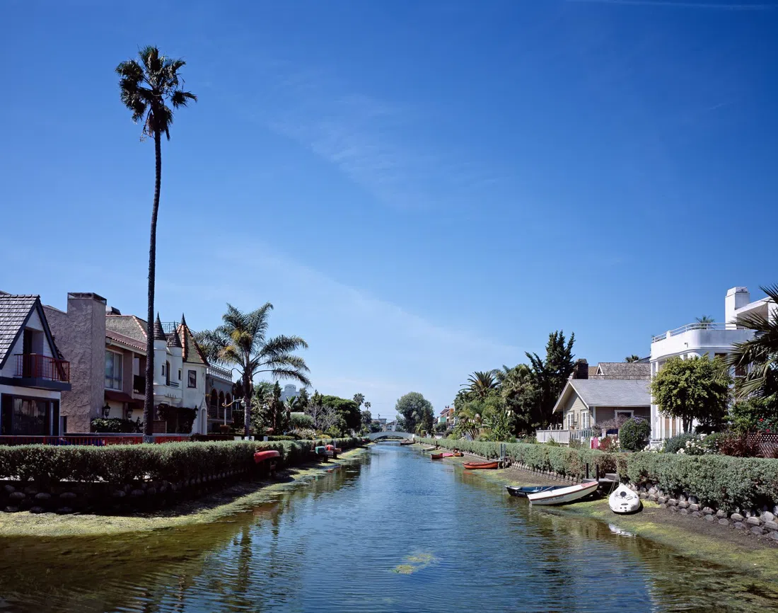 Venice Canals arched bridges off Dell Avenue