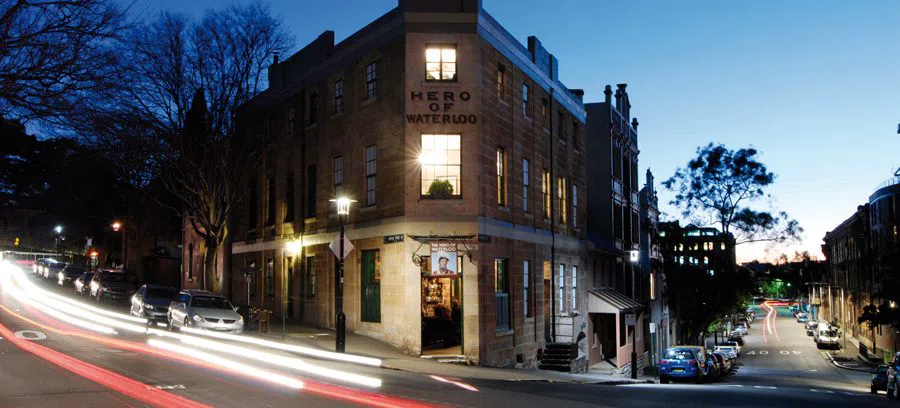 Hero of Waterloo sandstone pub interior on Lower Fort Street