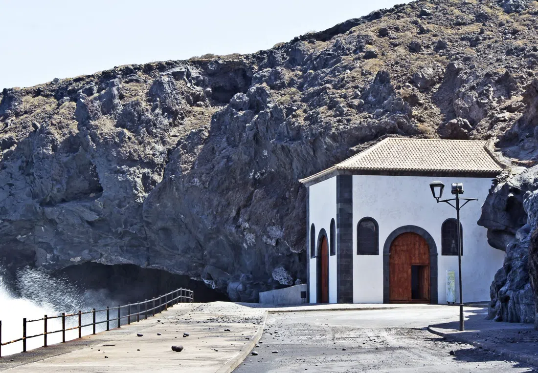 the entrance to the Cave of Achbinico (Hermitage of San Blas) behind the basilica in Candelaria