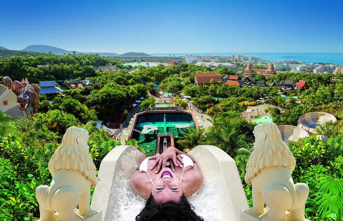 Siam Park Tenerife, the Tower of Power near-vertical water slide
