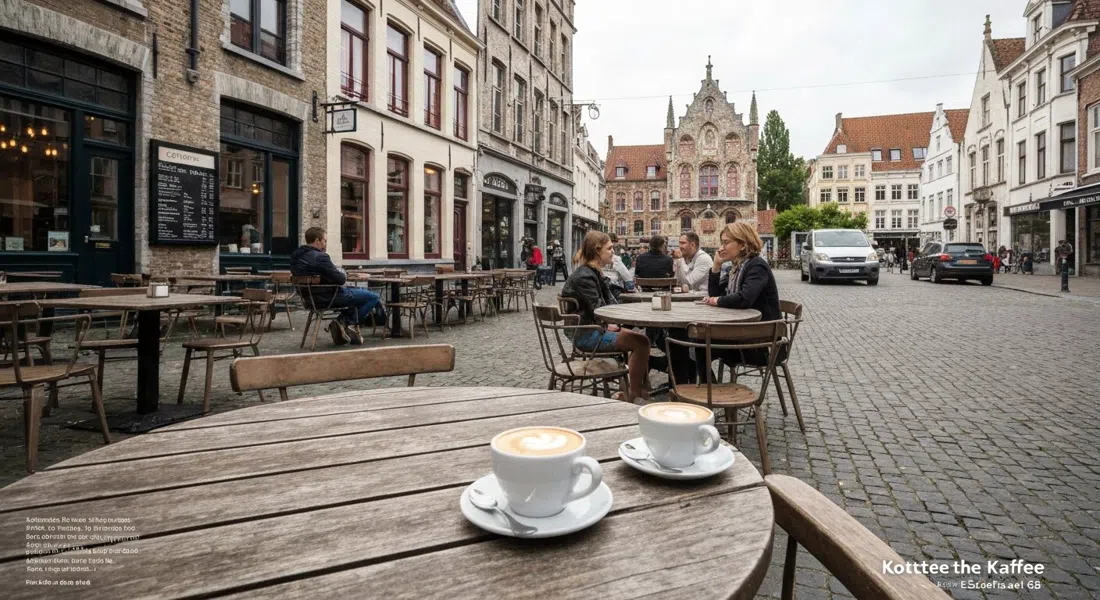 the communal reading table and flat white at Kottee Kaffee on Ezelstraat 68, bright daytime light and a calm local brunch scene