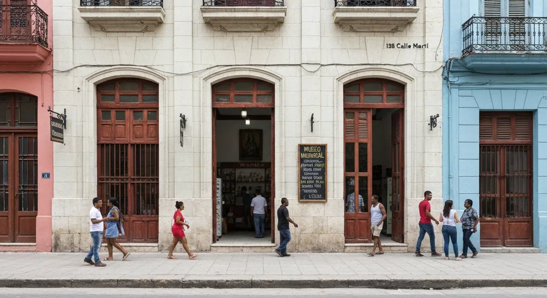 Museo Municipal de Regla at 158 Calle Martí, modest facade and simple signage in daylight, with a glimpse of the small local-history museum inside